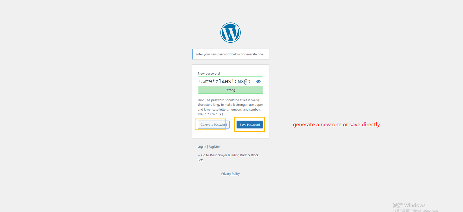 affiliate account reset password -- generate new pass word