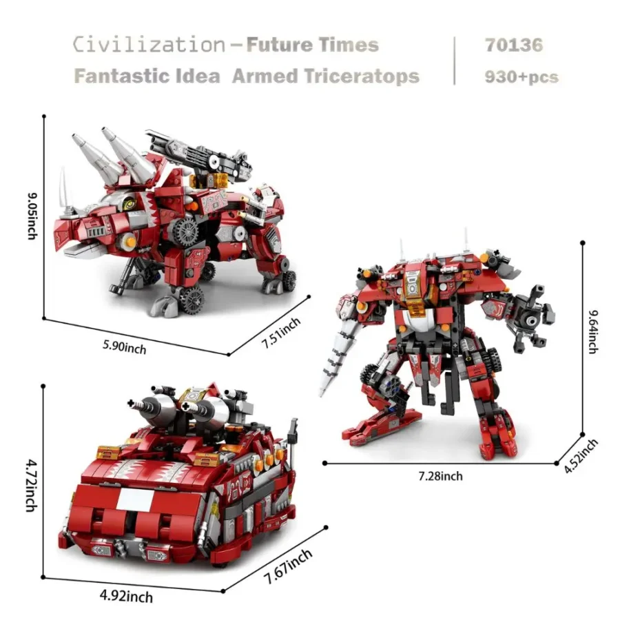 JMBricklayer Armed Triceratops 70136 Brick Toys Set IMG2