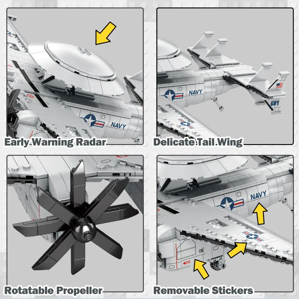 JMBricklayer Military World-E-2 Hawkeye Airborne Early Warning 60009 Brick Toys IMG2