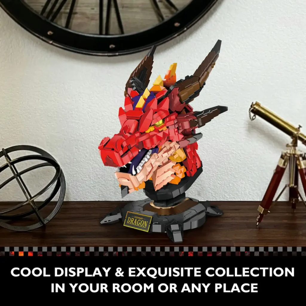 Cool Display for Decor of JMBricklayer Red Fire Dragon Loong Head 70105