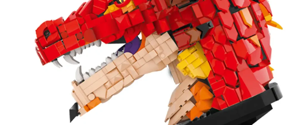Detailed display from different angles of JMBricklayer Red Fire Dragon Loong Head 70105 2