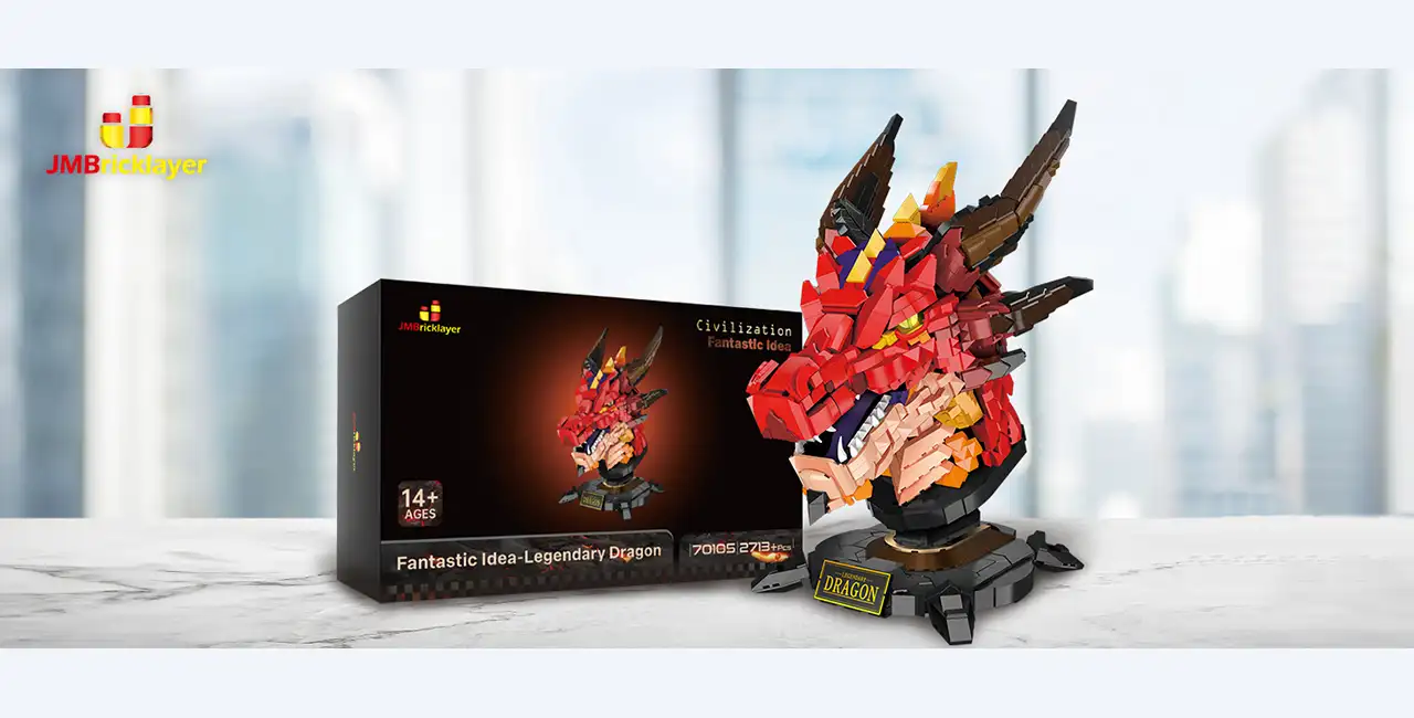 JMBricklayer Red Fire Dragon Loong Head 70105 feature image