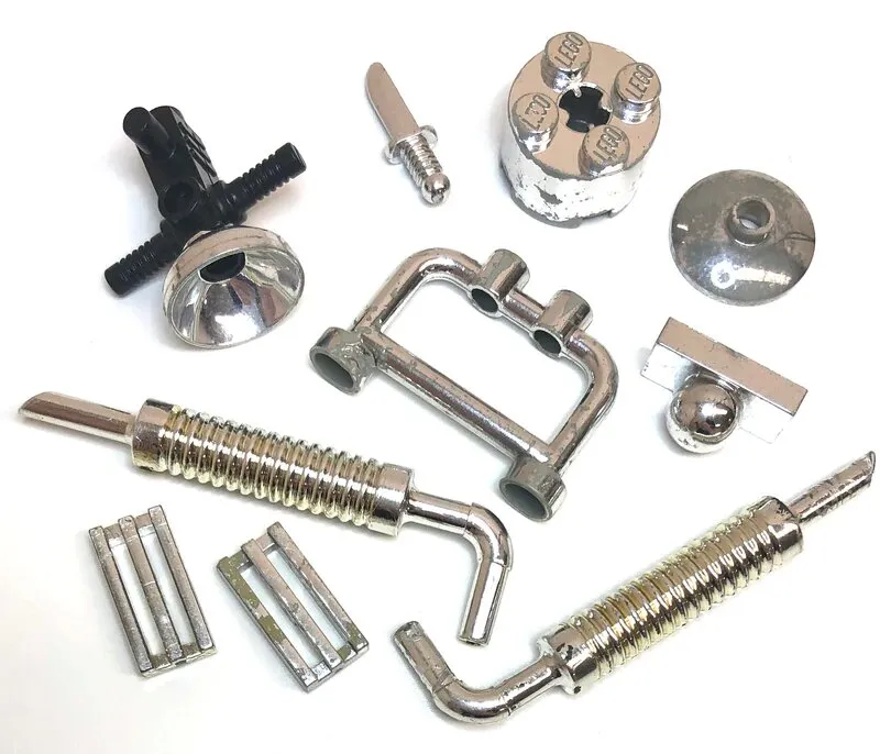 Various chrome silver LEGO parts