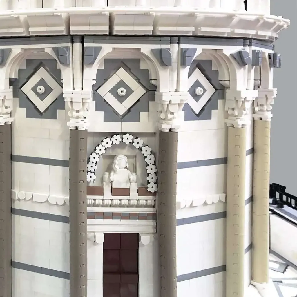 1.75 Meter LEGO Leaning Tower Of Pisa's iconic gray-and-white stripes
