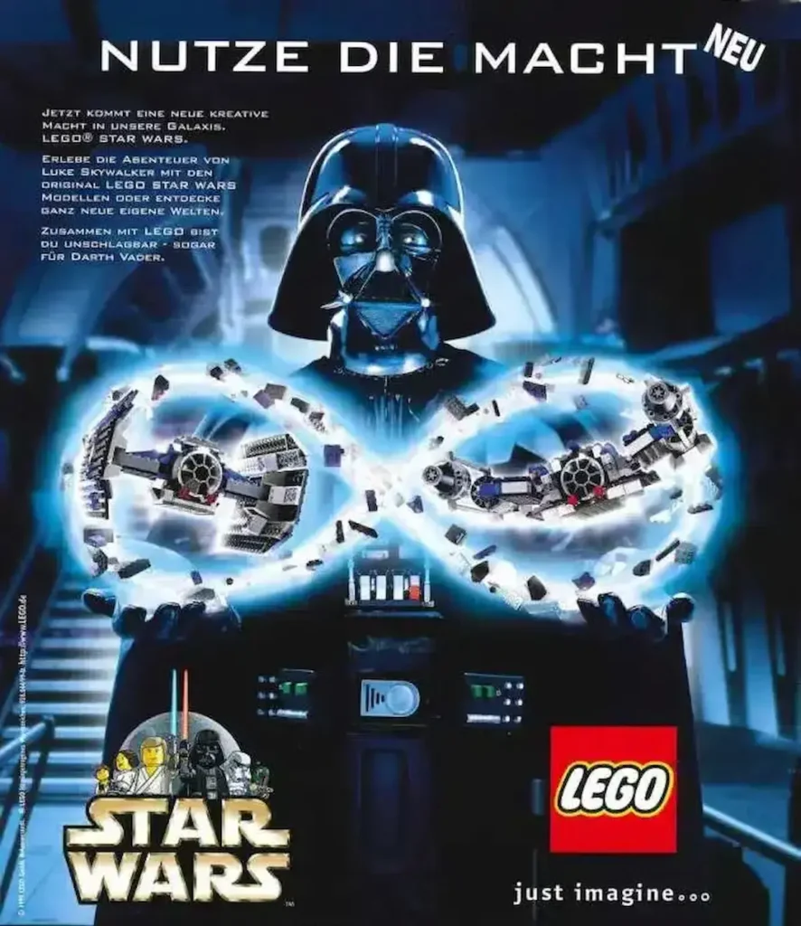 The 1999 advertisement of lego star war, focused on creativity and unique adventures.